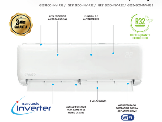 AIRE ACONDICIONADO SPLIT MURO INFINITY 9.000 BTUH INVERTER R32