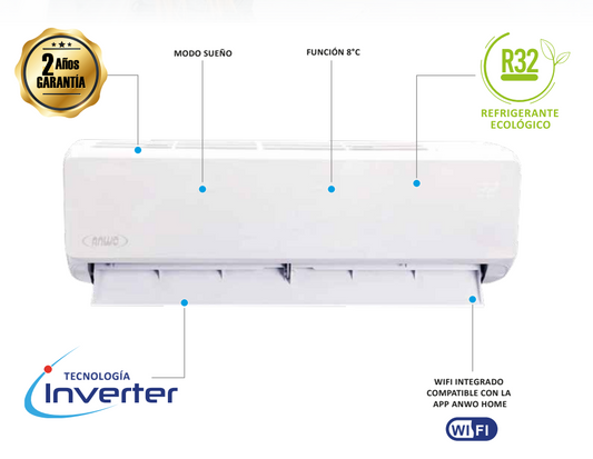 AIRE ACONDICIONADO SPLIT MURO ECOFLOW 24.000 BTUH INVERTER R32
